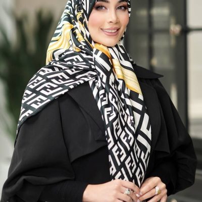 روسری رنگی طرح دار ابریشم تویل کد 1840