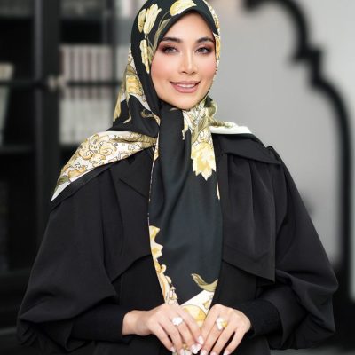 روسری رنگی طرح دار ابریشم تویل کد 2081