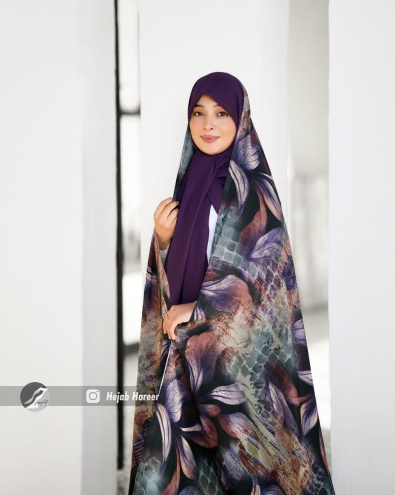 1095-1 چادر کرپ حریر رنگی کد 1120 - Image 1