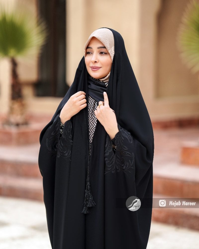 چادر مشکی عربی گلدوزی شده کد 3007 - Image 1