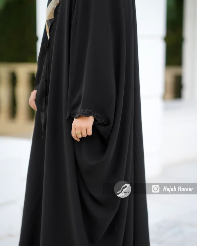 چادر مشکی عربی گلدوزی شده کد 3021 - Image 3