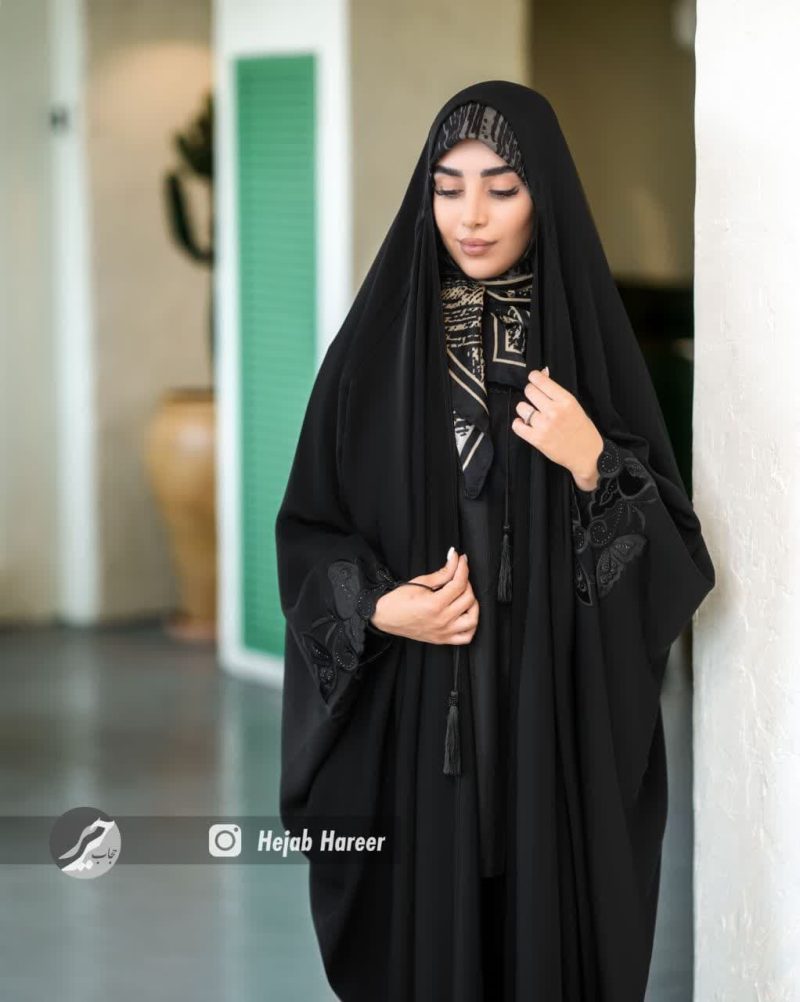 چادر مشکی عربی گلدوزی شده کد 3036 - Image 2