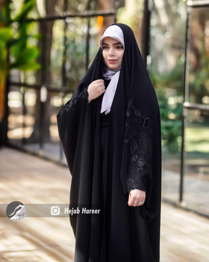 چادر مشکی عربی گلدوزی شده کد 3080 - Image 3