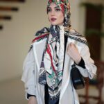 روسری رنگی طرح دار ابریشم تویل کد 2075