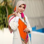 روسری رنگی طرح دار ابریشم تویل کد 2037