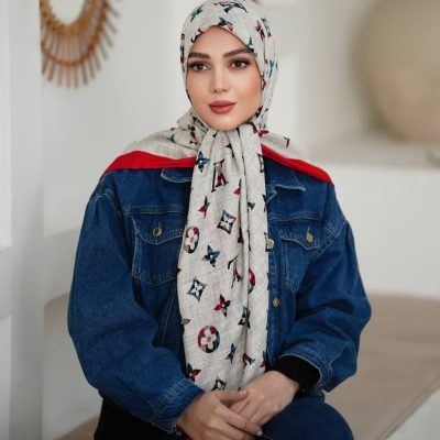 روسری رنگی طرح دار ابریشم تویل کد 2067