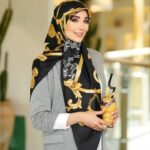 روسری رنگی طرح دار ابریشم تویل کد 2061