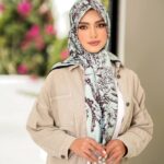 روسری رنگی طرح دار ابریشم تویل کد 2041