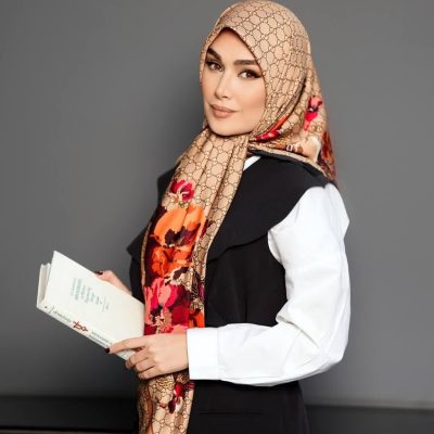 روسری رنگی طرح دار ابریشم تویل کد 2111