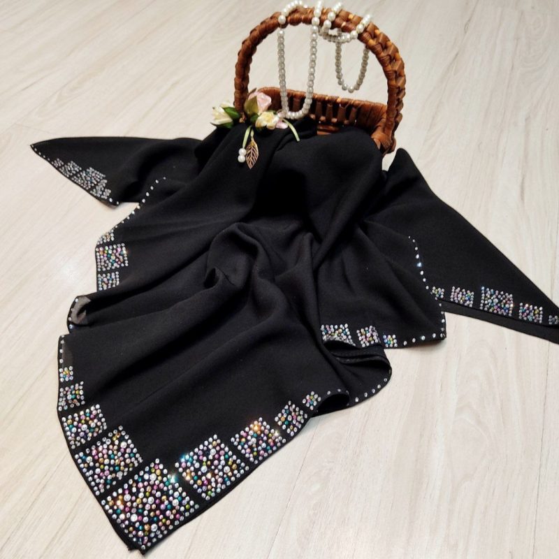 روسری مشکی کار شده کد 2643 - Image 1