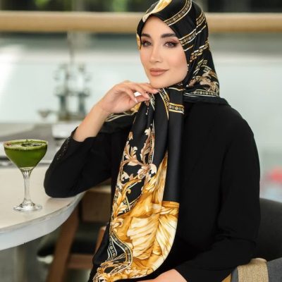 روسری رنگی طرح دار ابریشم تویل کد 2130