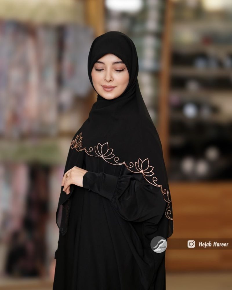 روسری مشکی کار شده کد 2647 - Image 1