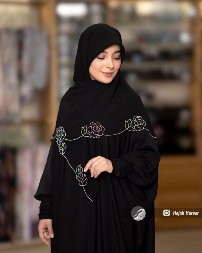 روسری مشکی کار شده کد 2648 - Image 1