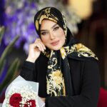 روسری رنگی طرح دار ابریشم ژاکارد کد 2150