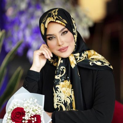 روسری رنگی طرح دار ابریشم ژاکارد کد 2150