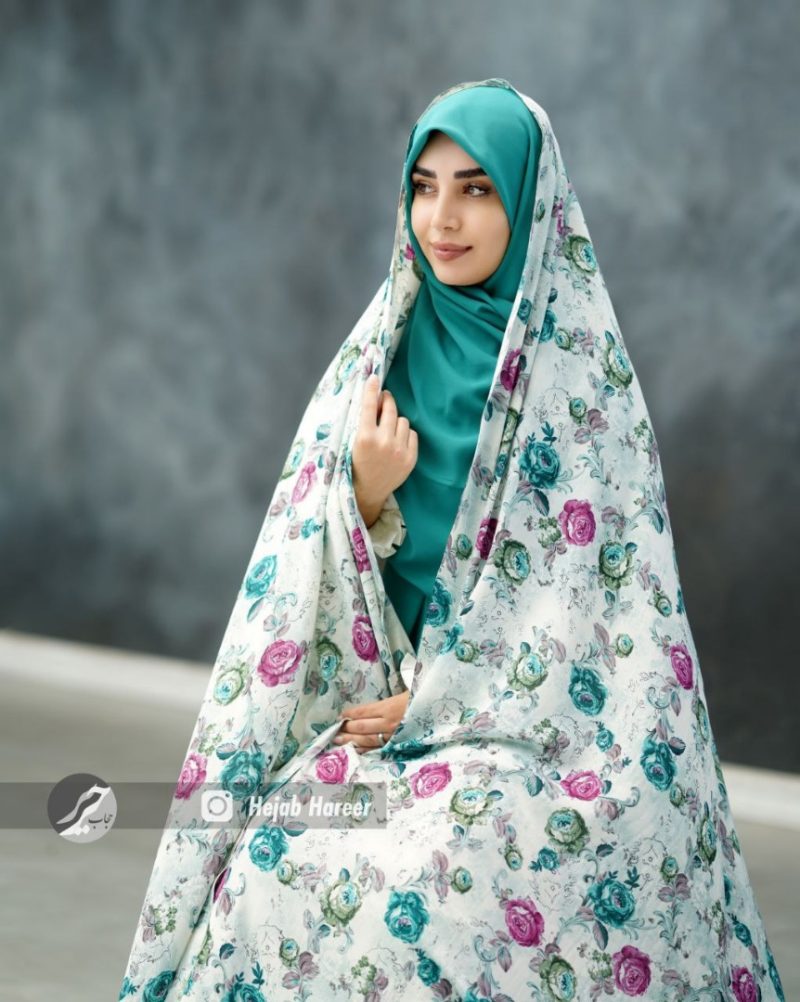 1153 چادر کرپ حریر رنگی کد 1153 - Image 1