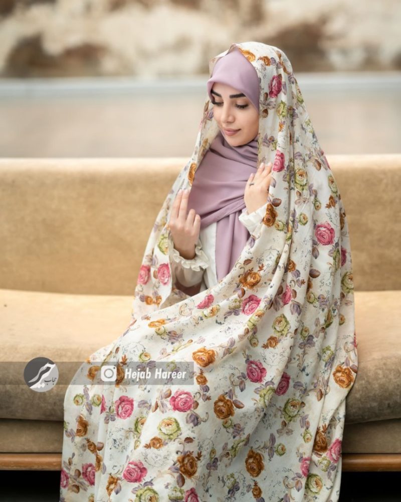 چادر کرپ حریر رنگی کد 1154 - Image 1