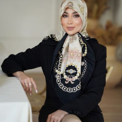روسری ابریشم ژاکارد دار کد 26197