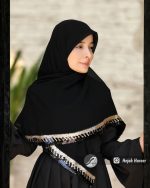 روسری مشکی کار شده کد 2668