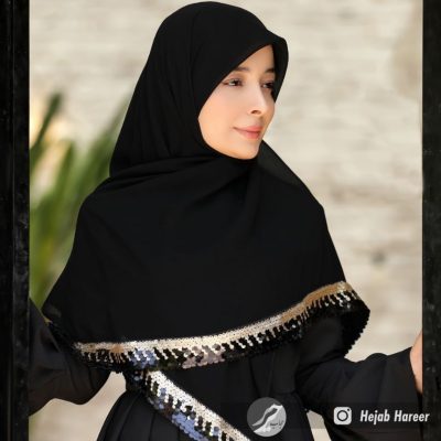 روسری مشکی کار شده کد 2668