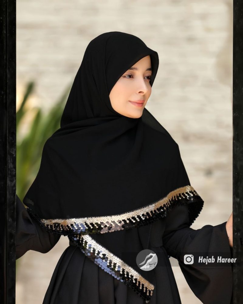 روسری مشکی کار شده کد 2668 - Image 1