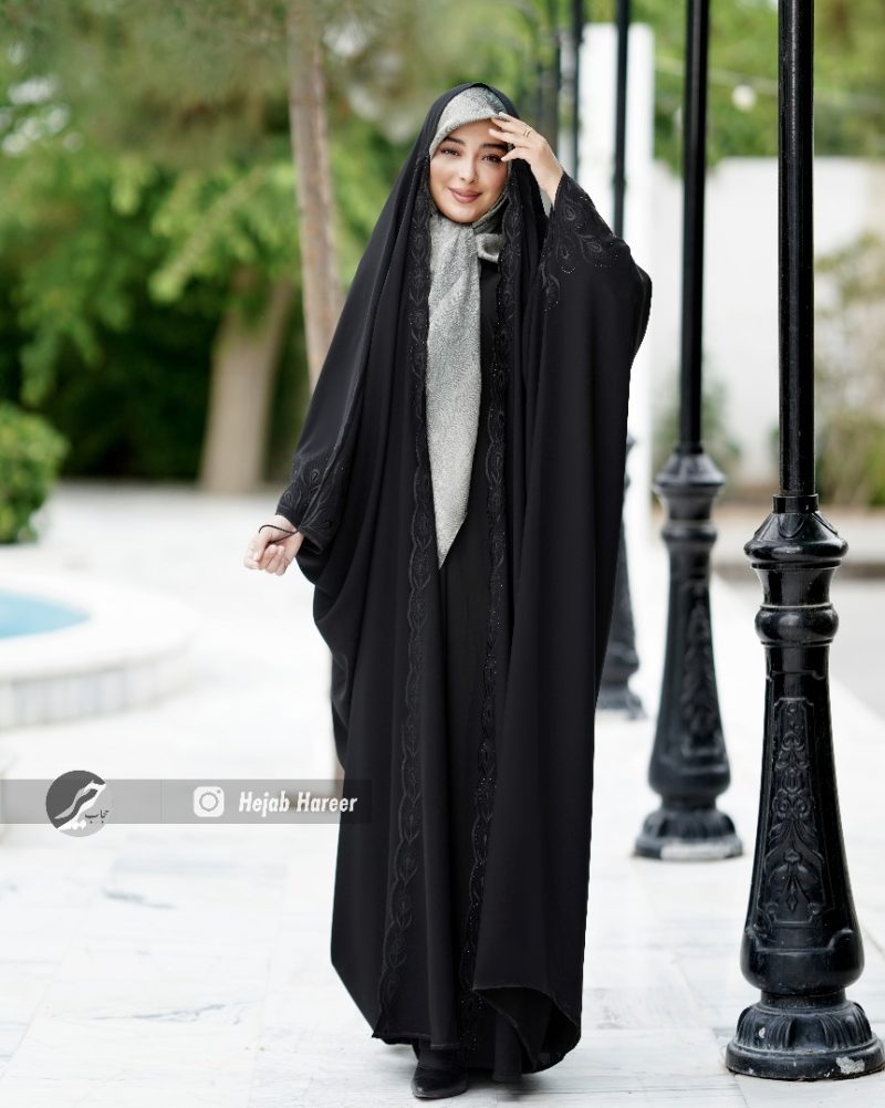 چادر مشکی عربی گلدوزی شده کد 3230 - Image 2