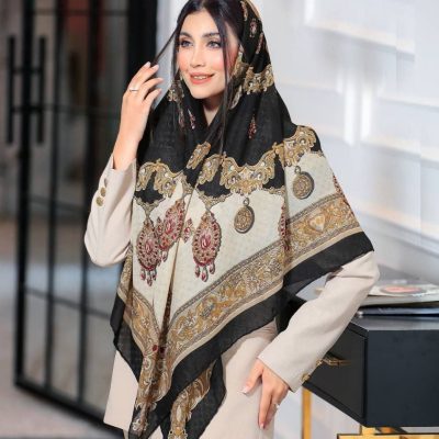 روسری نخی گارزا ژاکارد کد ۲۶۲61