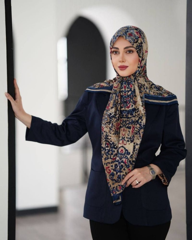 2727 روسری نخی گارزا ژاکارد کد 2727 - Image 1