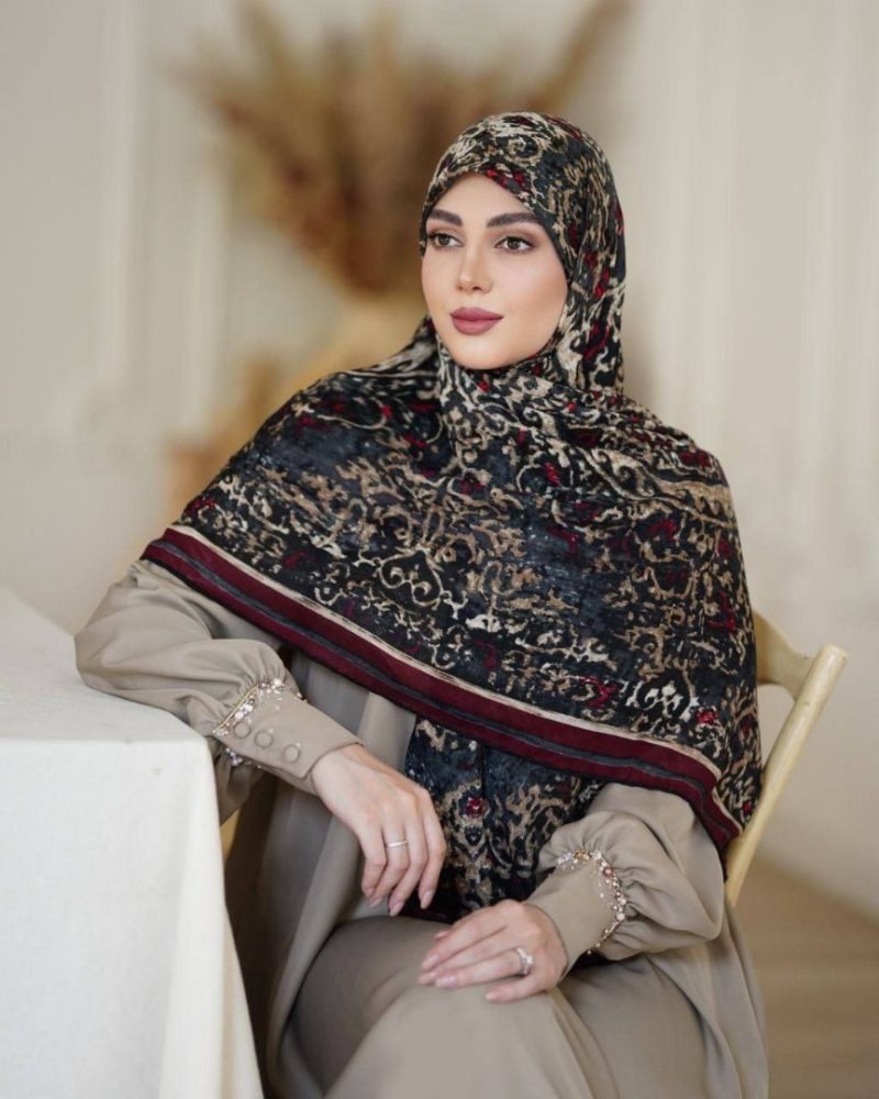 2730 روسری نخی گارزا ژاکارد کد 2730 - Image 1