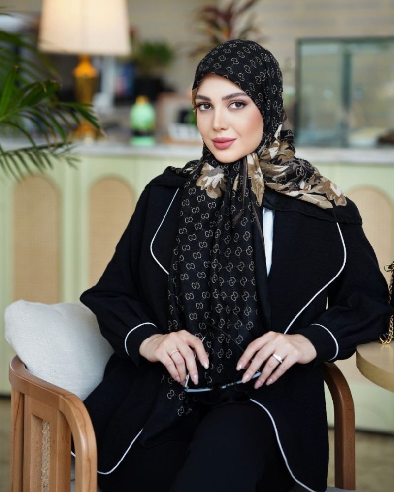 روسری نخی طرح دار کد 2747 - Image 2