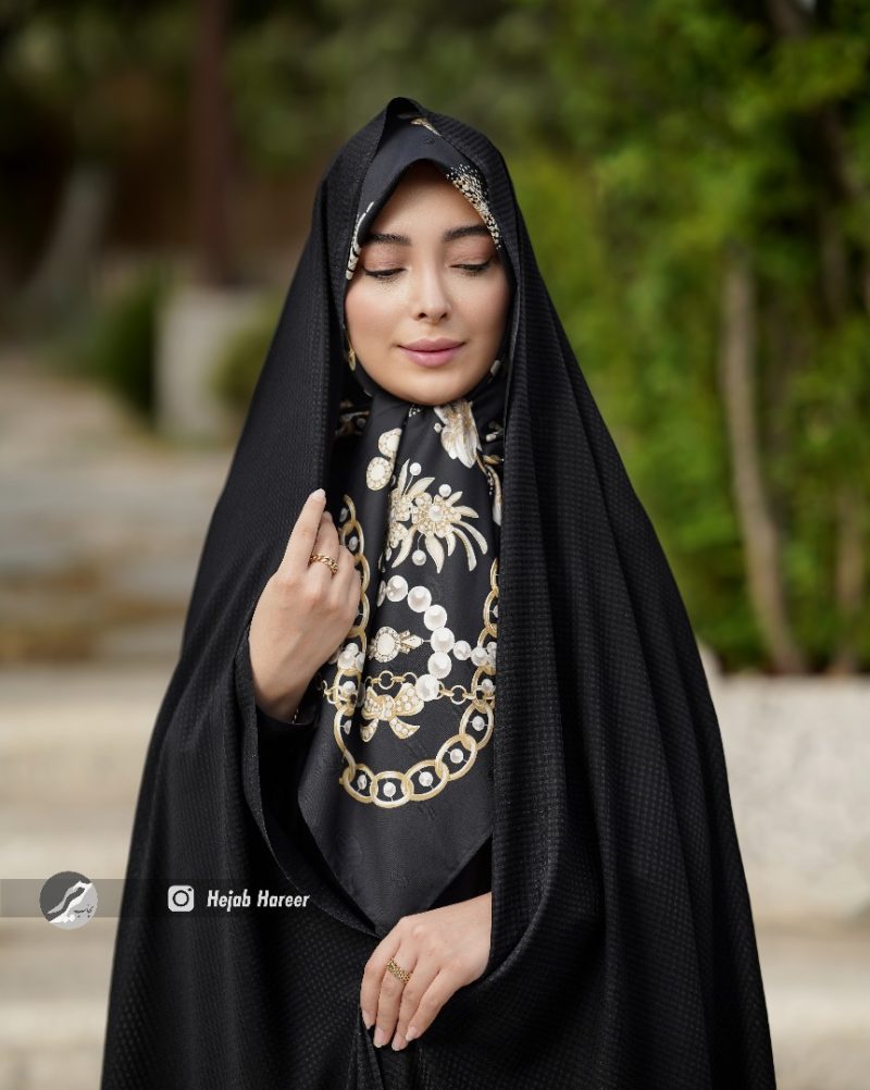 چادر مشکی طرح دار کره ای کد 3393 - Image 1