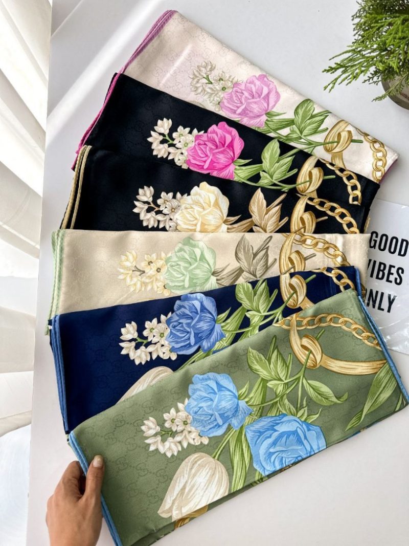 روسری ابریشم ژاکارد طرح دار کد 2781 - Image 2