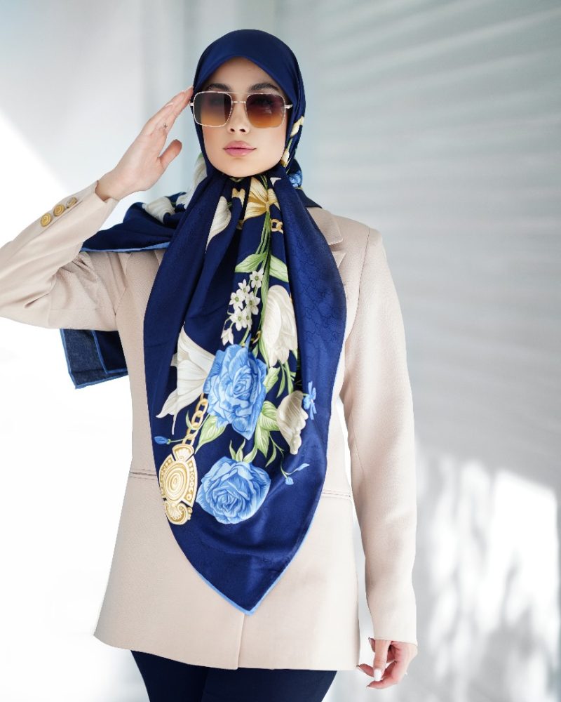 روسری ابریشم ژاکارد طرح دار کد 2781 - Image 1