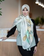 روسری ابریشم ژاکارد طرح دار کد 2780