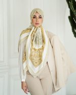 روسری ابریشم ژاکارد طرح دار کد 2784 - Image 2