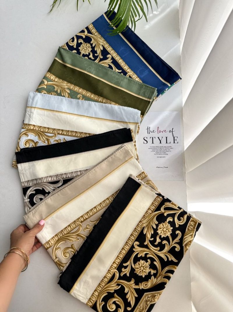 روسری ابریشم ژاکارد طرح دار کد 2786 - Image 2