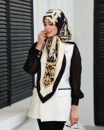 روسری ابریشم ژاکارد طرح دار کد 2788