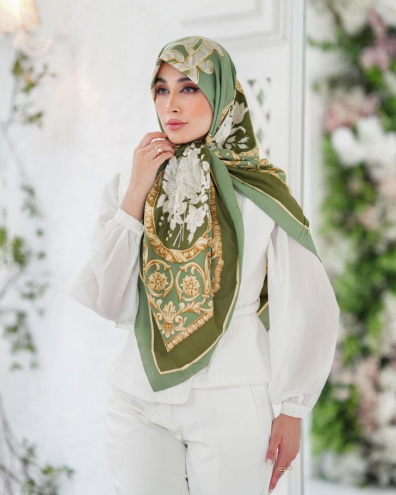 2789-1 روسری ابریشم ژاکارد طرح دار کد 2789 - Image 1