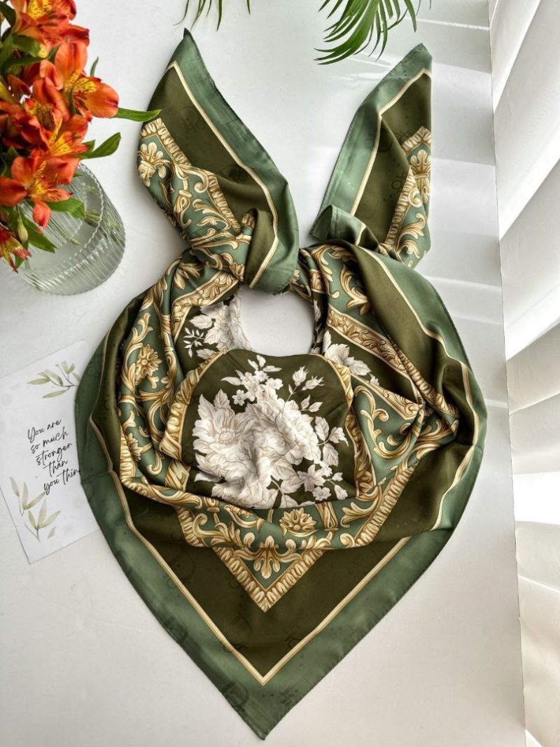 روسری ابریشم ژاکارد طرح دار کد 2789 - Image 4