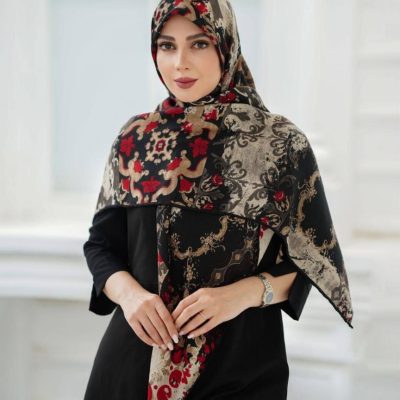 روسری رنگی نخی طرح دار کد 2795