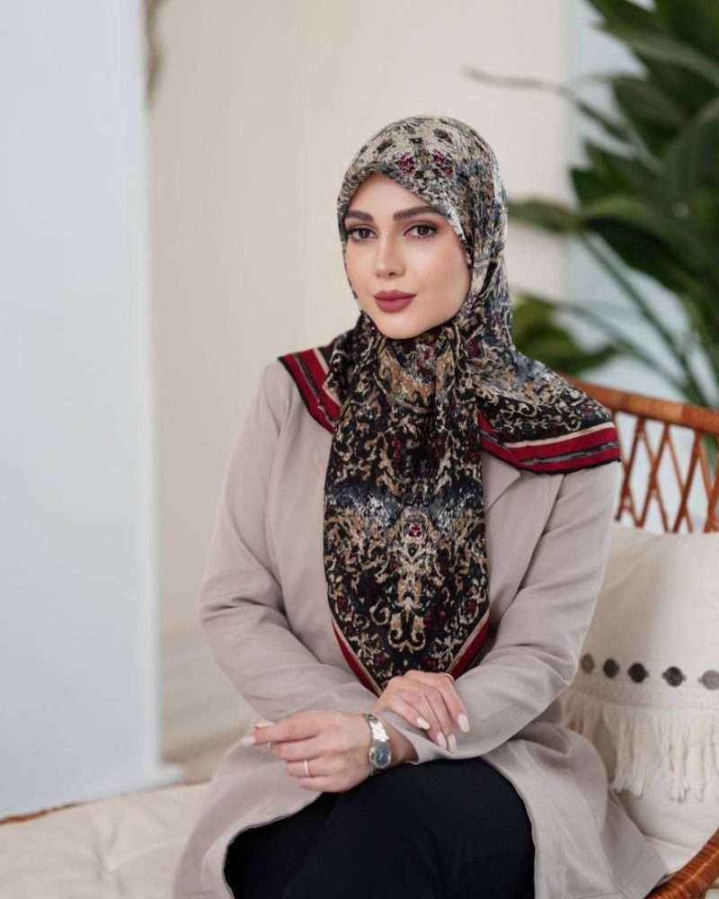 روسری رنگی نخی طرح دار کد 2800 - Image 1