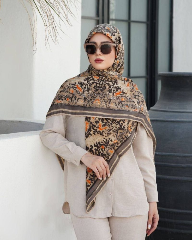 روسری رنگی نخی طرح دار کد 2801 - Image 1