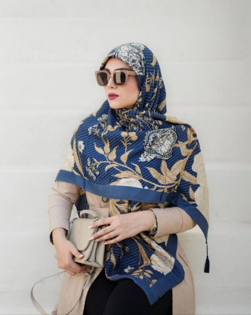 روسری رنگی نخی طرح دار کد 2803 - Image 1