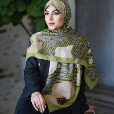 روسری رنگی نخی طرح دار کد 2806