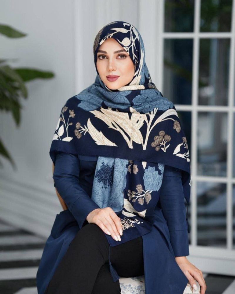 2807 روسری رنگی نخی طرح دار کد 2807 - Image 1