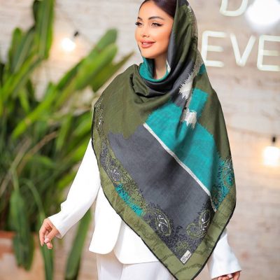 روسری رنگی نخی طرح دار کد 2809