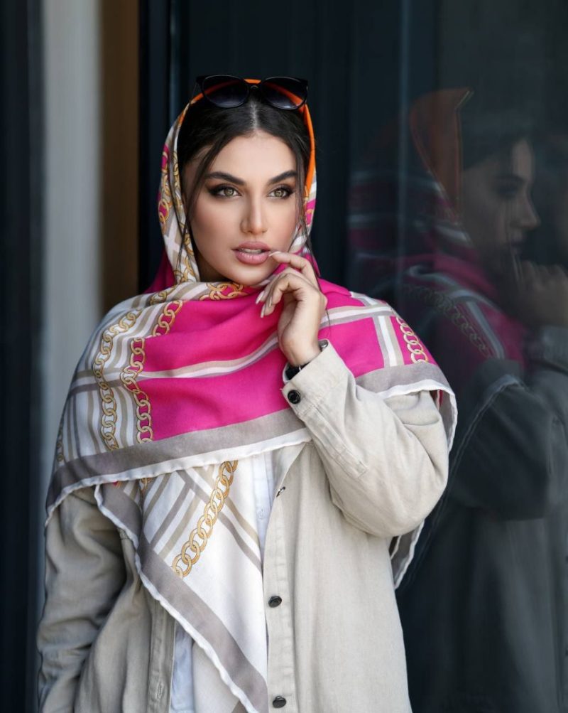 روسری رنگی نخی طرح دار کد 2822 - Image 1