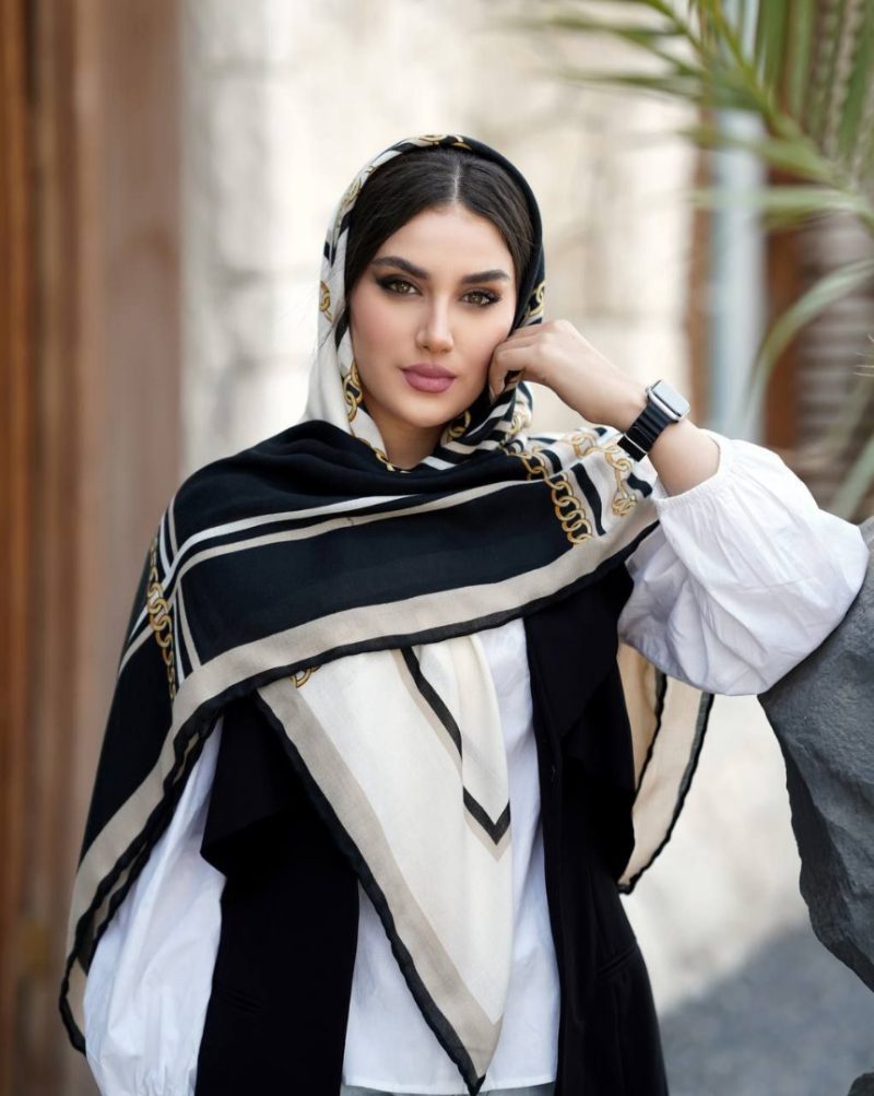 2824 روسری رنگی نخی طرح دار کد 2824 - Image 1