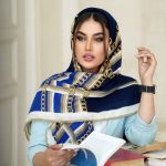 روسری رنگی نخی طرح دار کد 2827