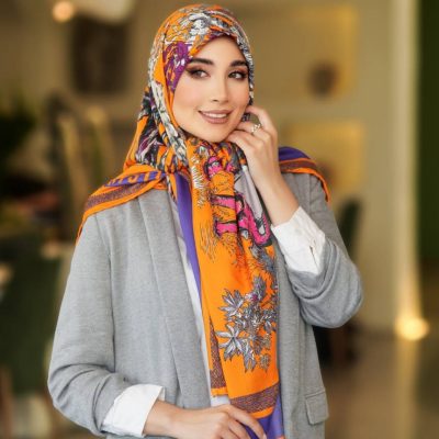 روسری رنگی نخی طرح دار کد 2835